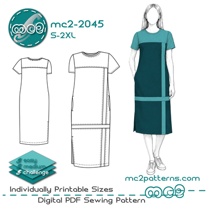 Shift Dress Sleeves Loose-fit Pockets / mc2-2045