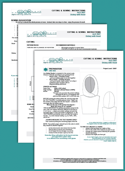Dickey with Hood Sewing Pattern