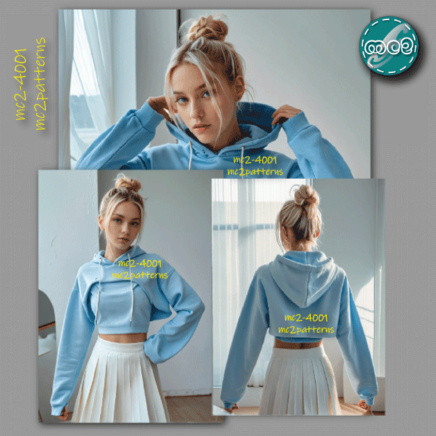 Athleisure Cropped Hoodie Top with Dropped Back-hem / mc2-4001