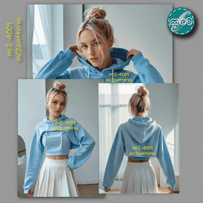 Athleisure Cropped Hoodie Top with Dropped Back-hem / mc2-4001