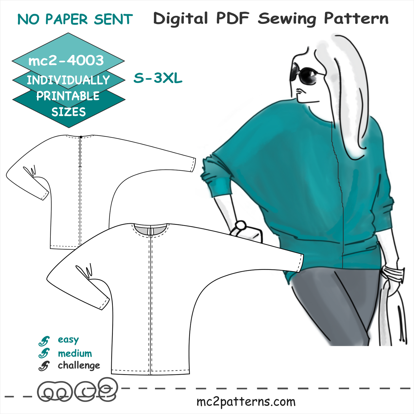 Jersey Dolman Batwing Top / mc2-4003