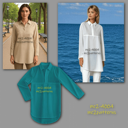 Shift Blouse Tunic Long-sleeve Shirt-Collar