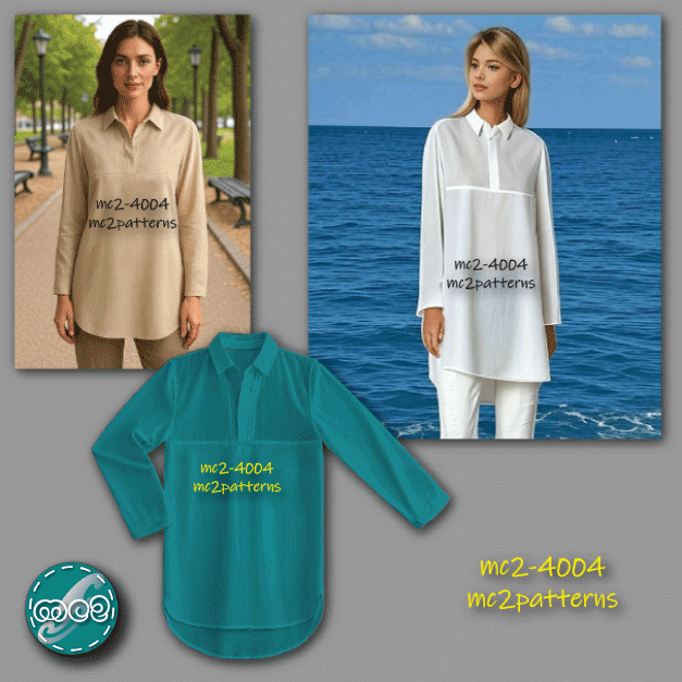 Shift Blouse Tunic Long-sleeve Shirt-Collar / mc2-4004