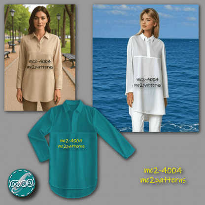Shift Blouse Tunic Long-sleeve Shirt-Collar / mc2-4004