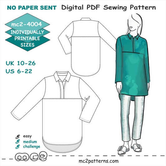 Shift Blouse Tunic Long-sleeve Shirt-Collar