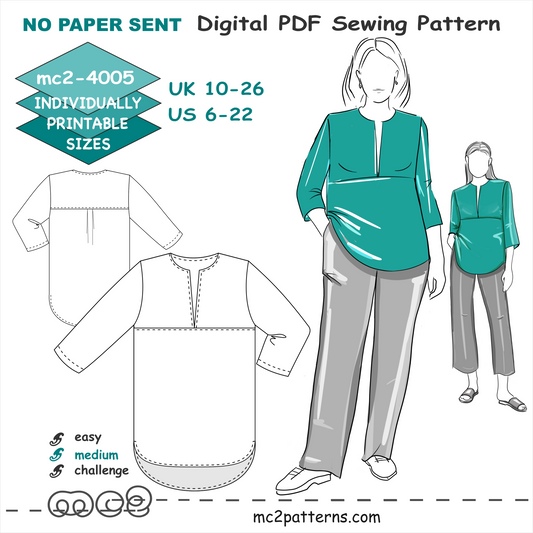 Loose-fit Blouse with Yokes & Cropped Sleeves