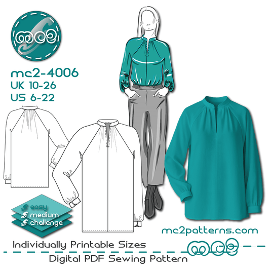 Shift Blouse Long-raglan Loose-fit / mc2-4006