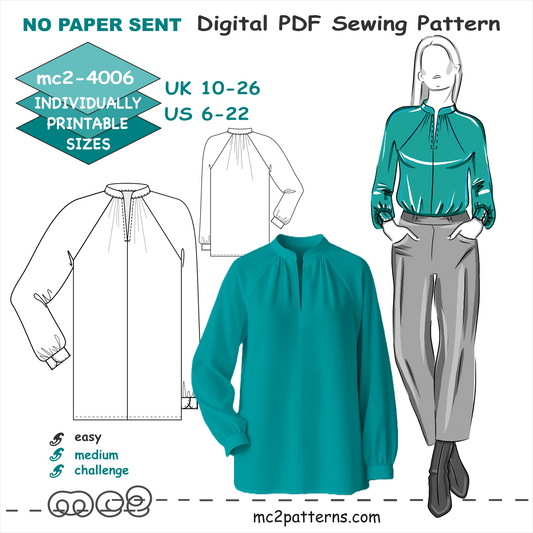 Shift Blouse Long-raglan Loose-fit