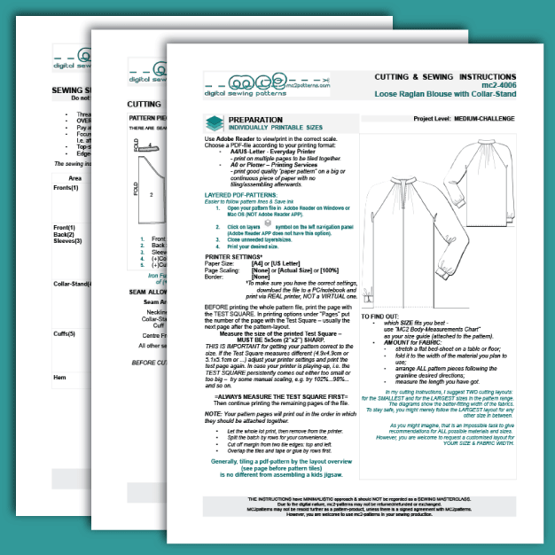 Shift Blouse Long-raglan Loose-fit