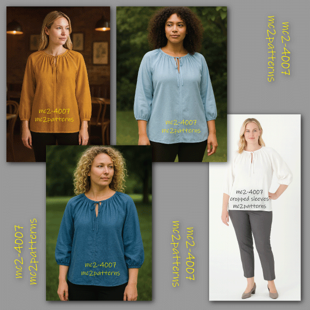 Peasant-Style Blouse with Cropped Raglan Sleeves / mc2-4007