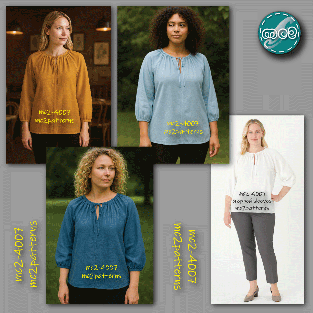 Peasant-Style Blouse with Cropped Raglan Sleeves / mc2-4007