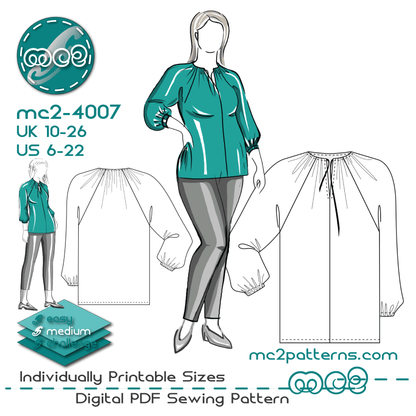 Peasant-Style Blouse with Cropped Raglan Sleeves / mc2-4007