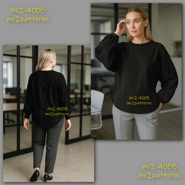 Dolman Blouse, Buttoned Back / mc2-4008