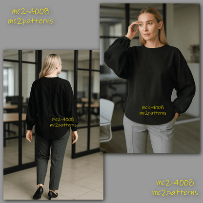 Dolman Blouse, Buttoned Back / mc2-4008