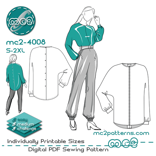 Dolman Blouse, Buttoned Back / mc2-4008