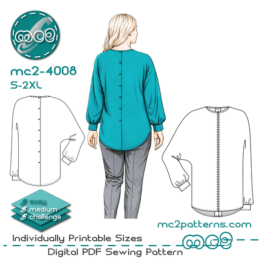 Dolman Blouse, Buttoned Back / mc2-4008