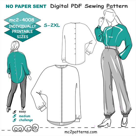 Dolman Blouse, Buttoned Back / mc2-4008