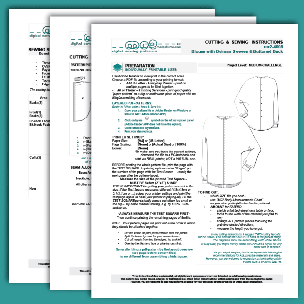 Dolman Blouse, Buttoned Back / mc2-4008