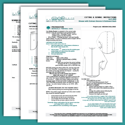 Dolman Blouse, Buttoned Back / mc2-4008