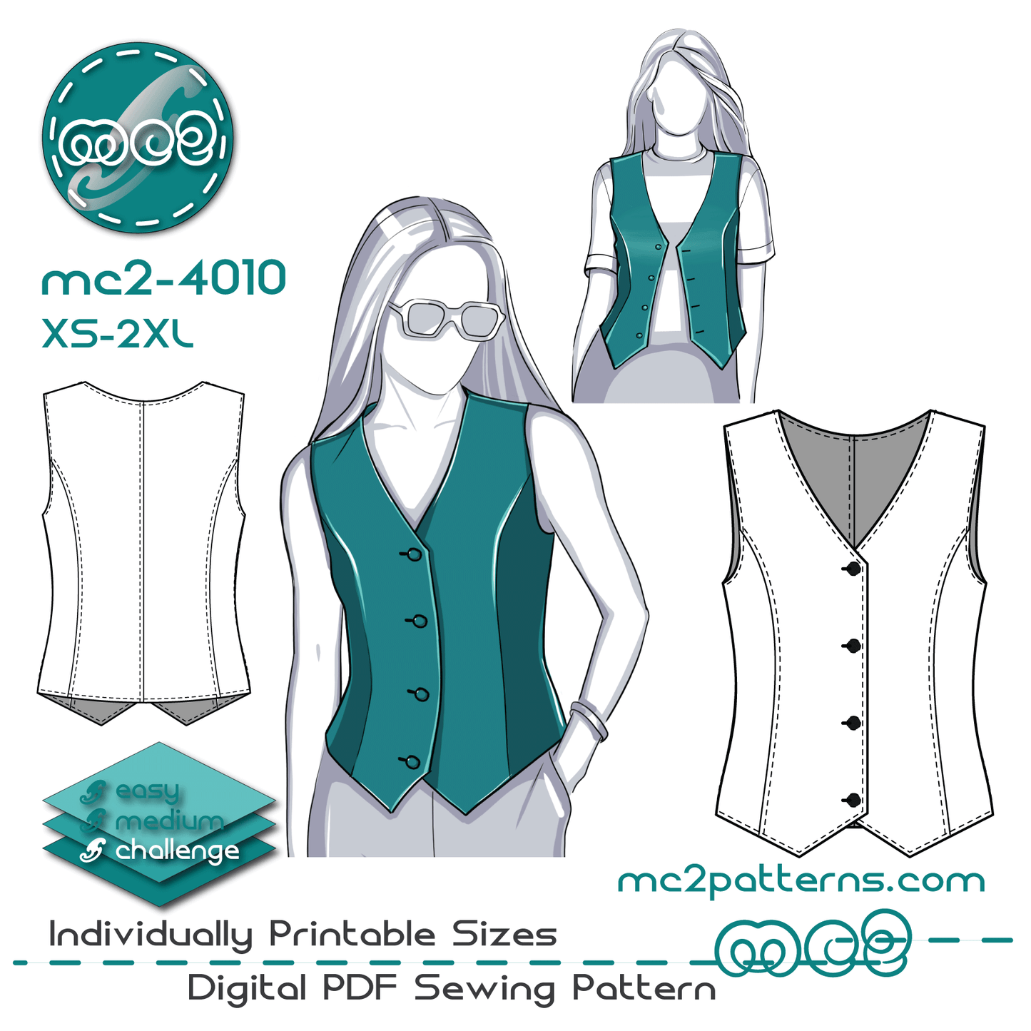 Reversible Top/Vest/Waistcoat / mc2-4010
