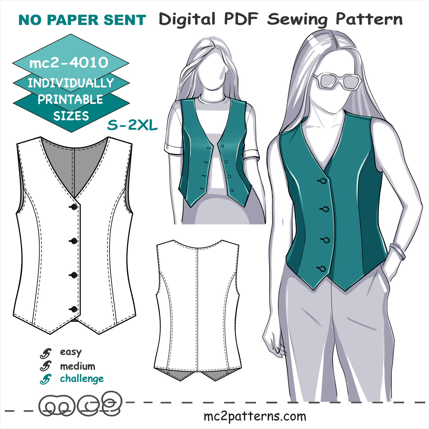 Reversible Top/Vest/Waistcoat / mc2-4010