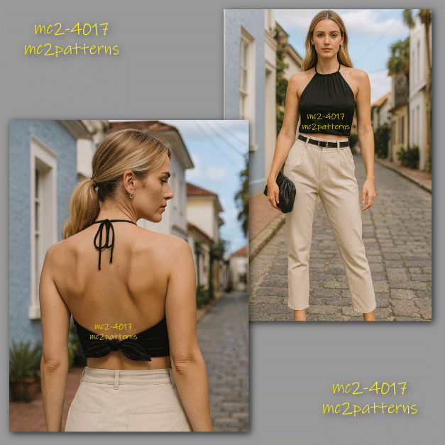 Open-back Jersey Halter Top with Back Ties / mc2-4017