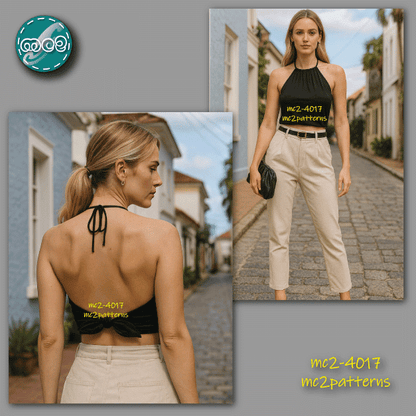 Open-back Jersey Halter Top with Back Ties / mc2-4017