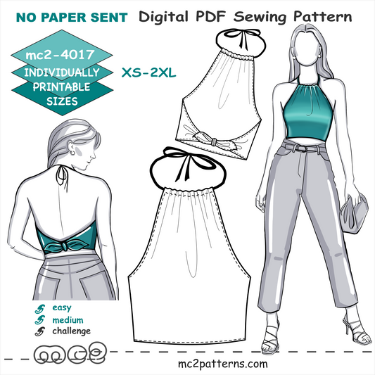 Open-back Jersey Halter Top with Back Ties / mc2-4017