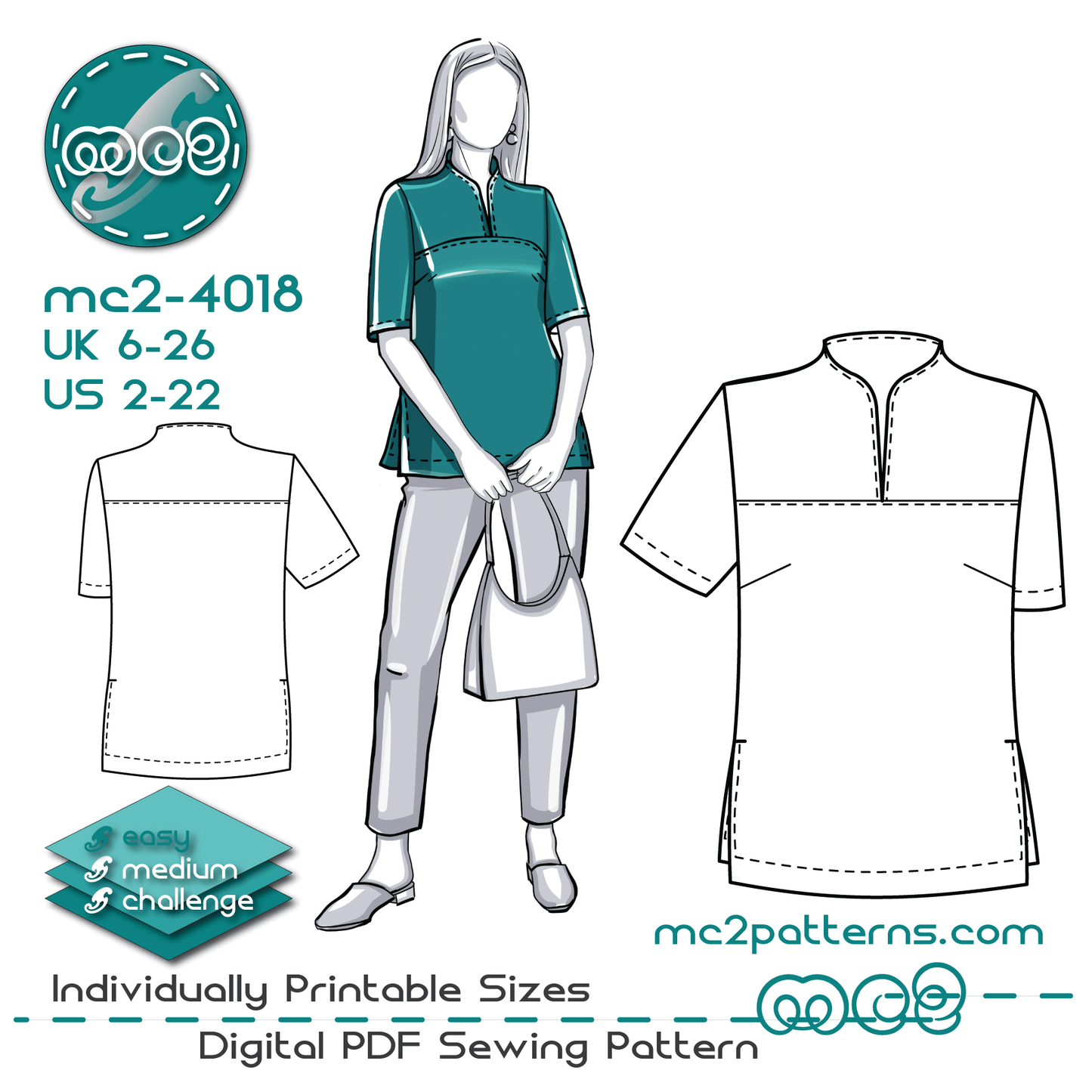 Shift Top Built-in-collar Short-sleeve / mc2-4018