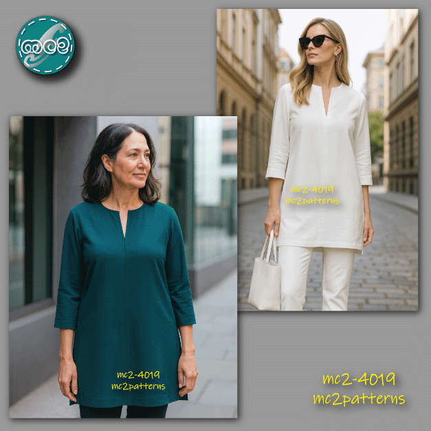 Set-in 3/4-sleeve Shift Tunic / mc2-4019