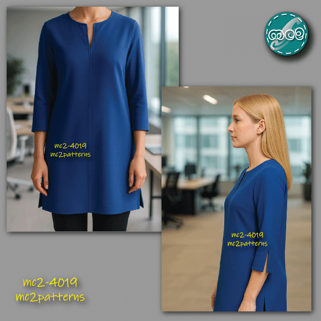 Set-in 3/4-sleeve Shift Tunic / mc2-4019