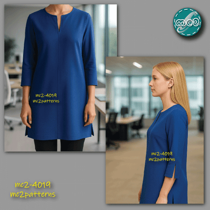 Set-in 3/4-sleeve Shift Tunic / mc2-4019