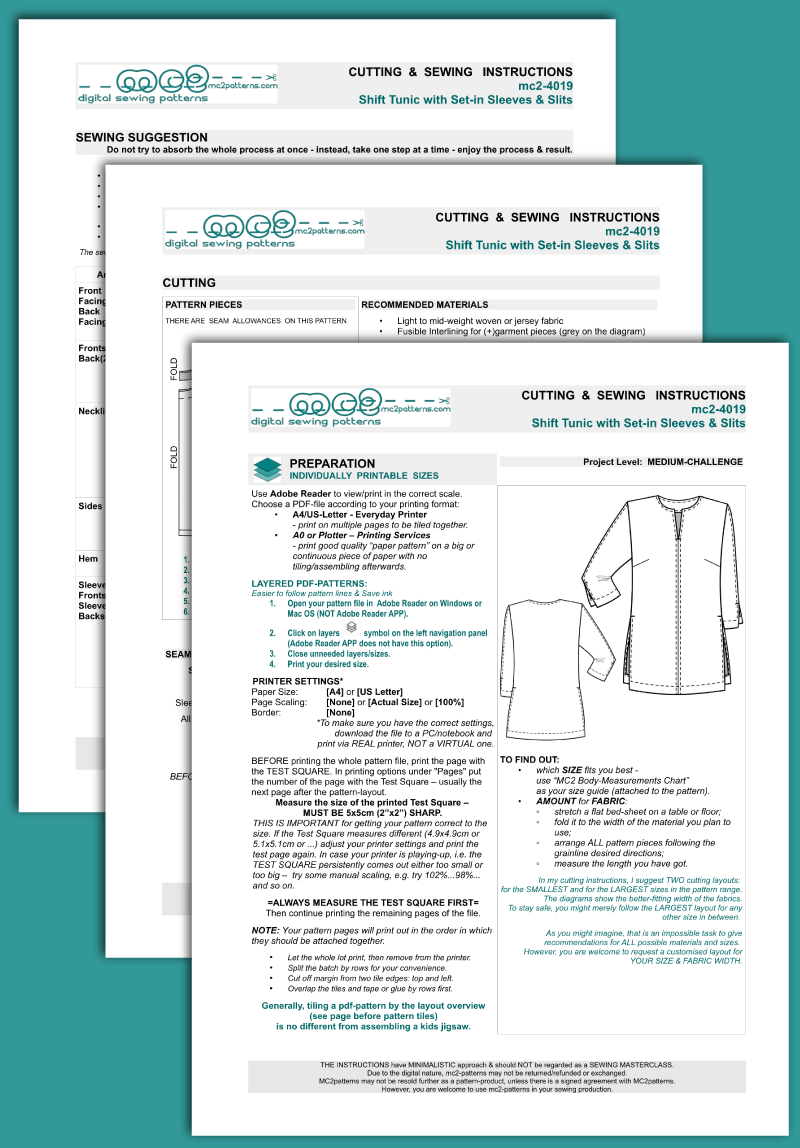 3/4-sleeve Shift Tunic