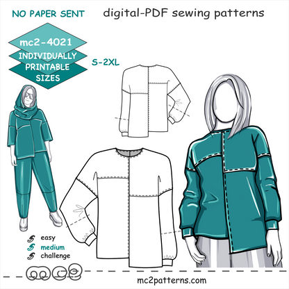 Asymmetrical Top Sweatshirt Jersey / mc2-4021