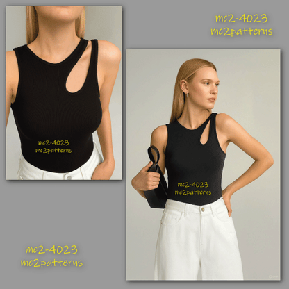 Asymmetrical Jersey Tank Top Vest / mc2-4023