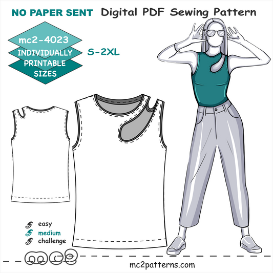 Asymmetrical Jersey Tank Top Vest / mc2-4023