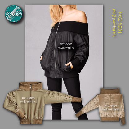 Oversized Off-shoulder Bomber Jacket / NO Lining / mc2-5001
