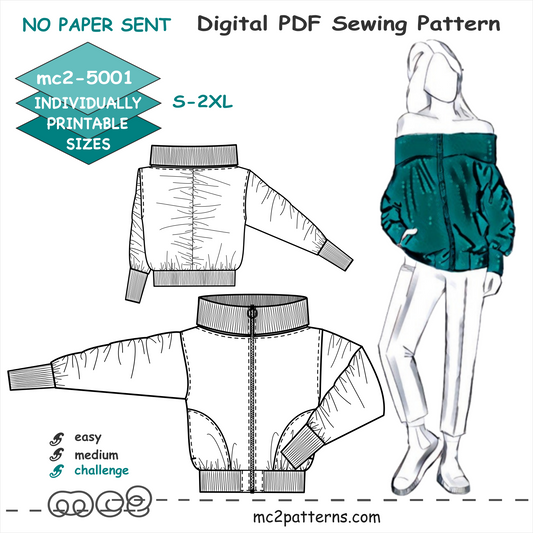 Oversized Off-shoulder Bomber Jacket / NO Lining / mc2-5001