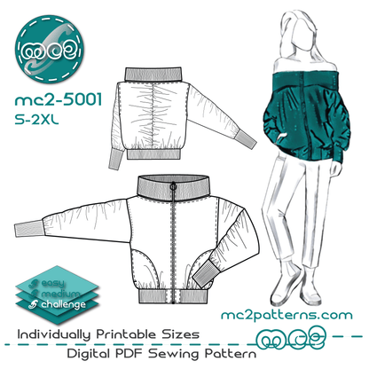 Oversized Off-shoulder Bomber Jacket / NO Lining / mc2-5001