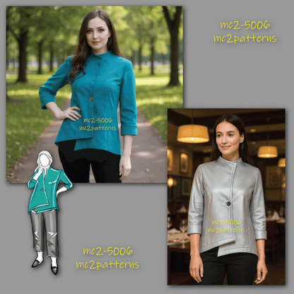 Asymmetrical Jacket, Cropped Sleeves/ NO Lining / mc2-5006