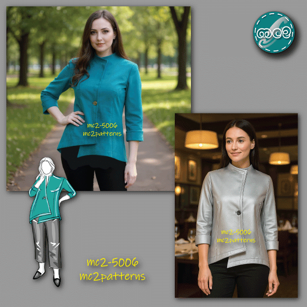 Asymmetrical Jacket, Cropped Sleeves/ NO Lining / mc2-5006