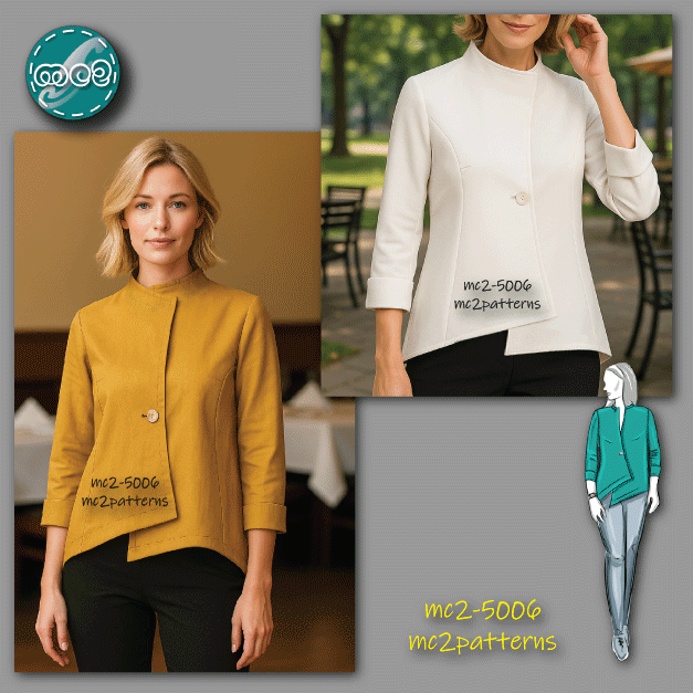 Asymmetrical Jacket, Cropped Sleeves/ NO Lining / mc2-5006