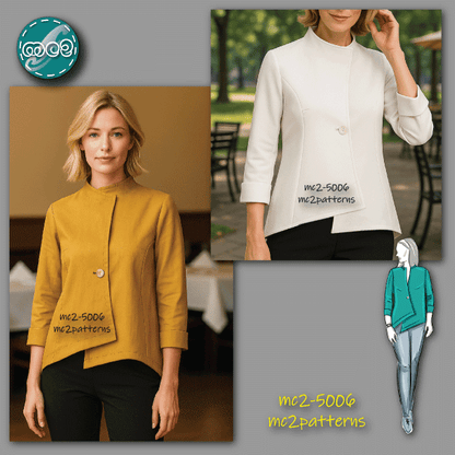 Asymmetrical Jacket, Cropped Sleeves/ NO Lining / mc2-5006