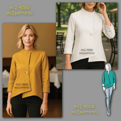 Asymmetrical Jacket, Cropped Sleeves/ NO Lining / mc2-5006