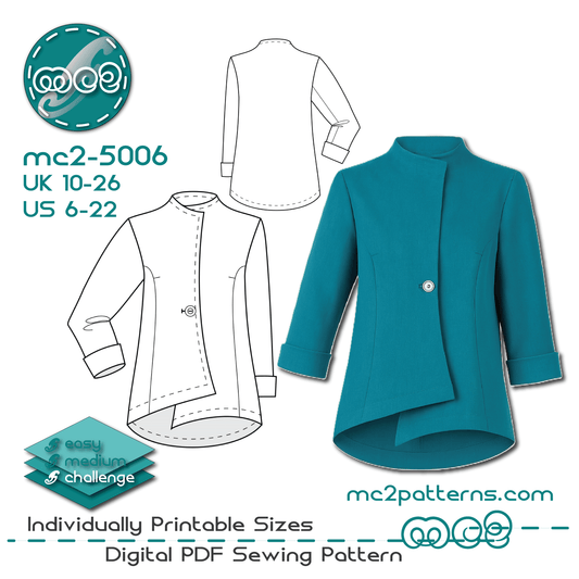 Asymmetrical Jacket, Cropped Sleeves/ NO Lining / mc2-5006