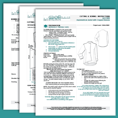 Asymmetrical Jacket, Cropped Sleeves/ NO Lining / mc2-5006