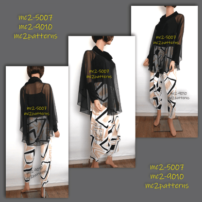 Circle Poncho Cowl-neck High-cuff