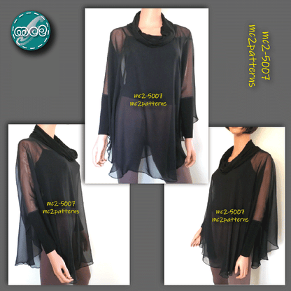 Circle Poncho Cowl-neck High-cuff / mc2-5007