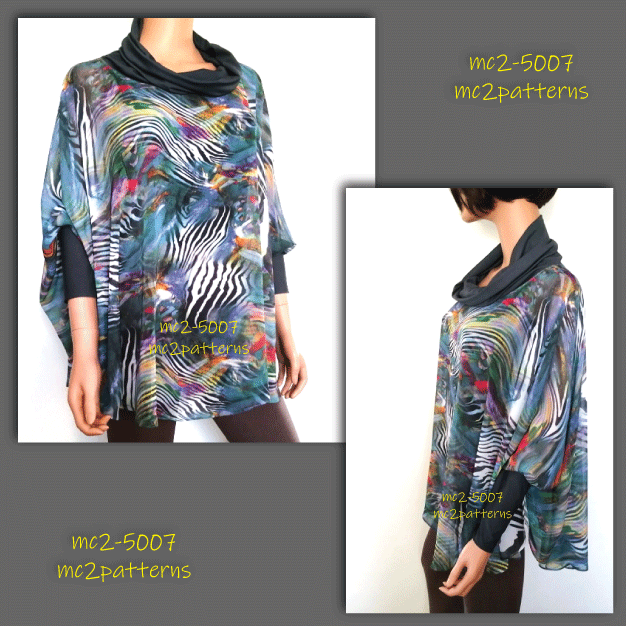 Circle Poncho Cowl-neck High-cuff