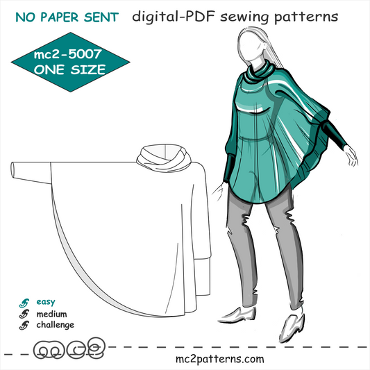 Circle Poncho Cowl-neck High-cuff / mc2-5007